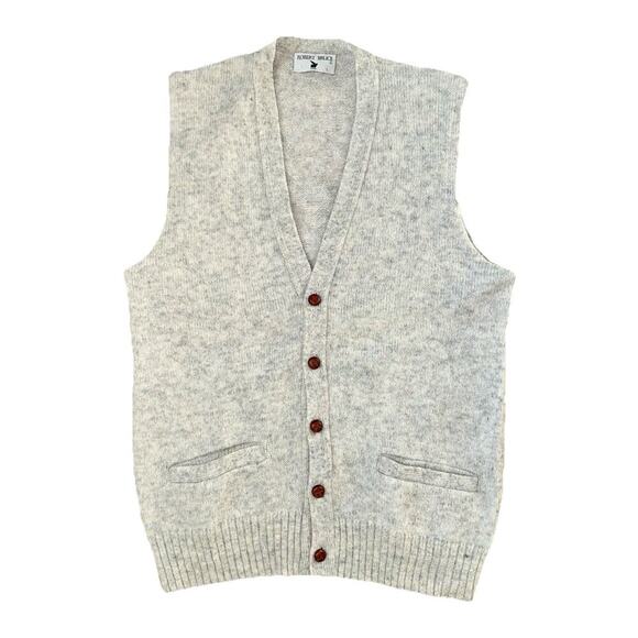 Robert Bruce Other - Vtg Robert Bruce Wool Sweater Vest Men's Size Large Gray Button Up Grandpacore